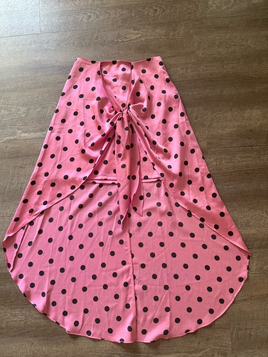 Glamorous Dresses & Skirts - Pink Polka Dot High-Low Knot Midi Skirt